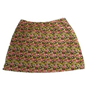 Sahalie Floral Skirt Sz 8 Green Pink Retro Style Mini